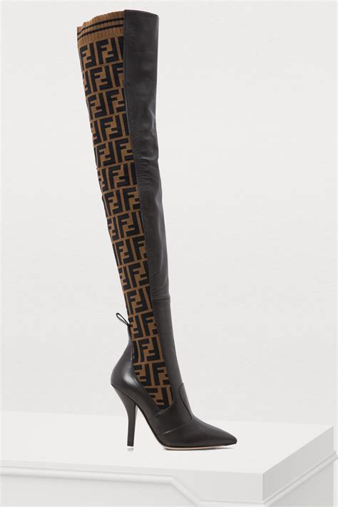 fendi boots high heels|thigh high Fendi boots.